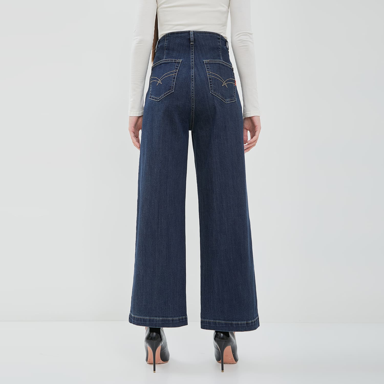 DUST Celana Waistless Wide Leg Jeans Narbita Dark Blue (D.39189)