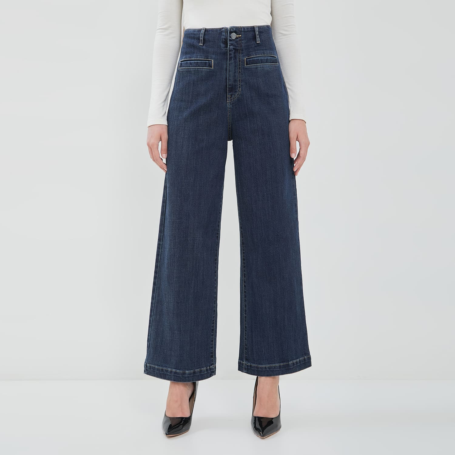 DUST Celana Waistless Wide Leg Jeans Narbita Dark Blue (D.39189)