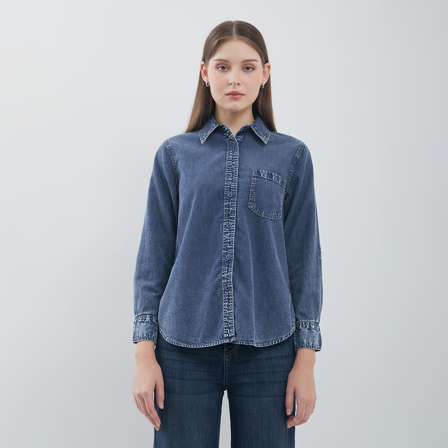 DUST Kemeja Denim Wening Acid Wash (D.116542)