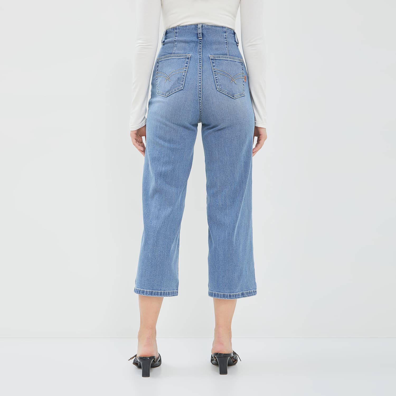 DUST Celana Cropped waistless Wide Leg Jeans Nayra Light Blue (D.39180)