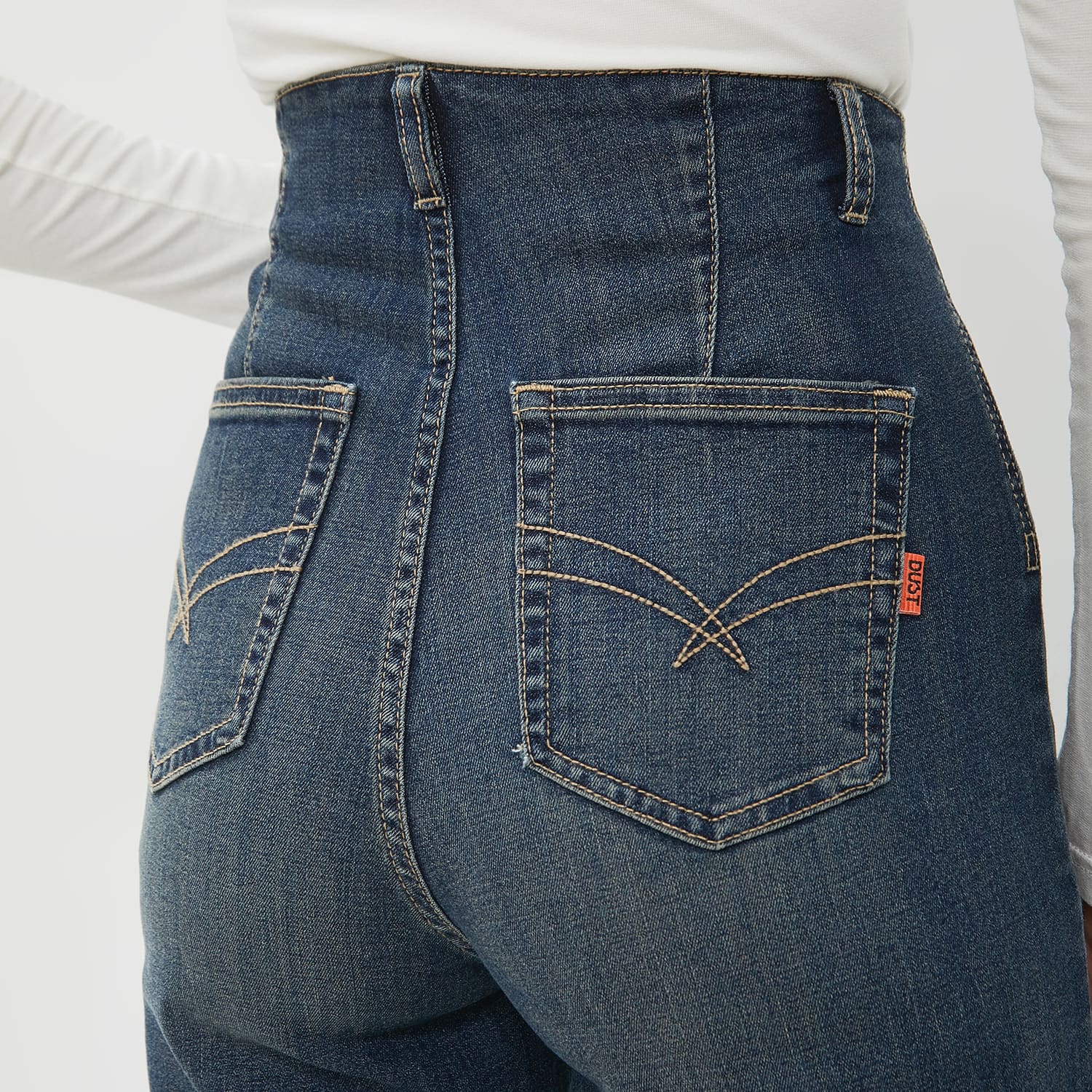 DUST Celana Cropped waistless Wide Leg Jeans Nayra Medium Dark Blue (D.39181)