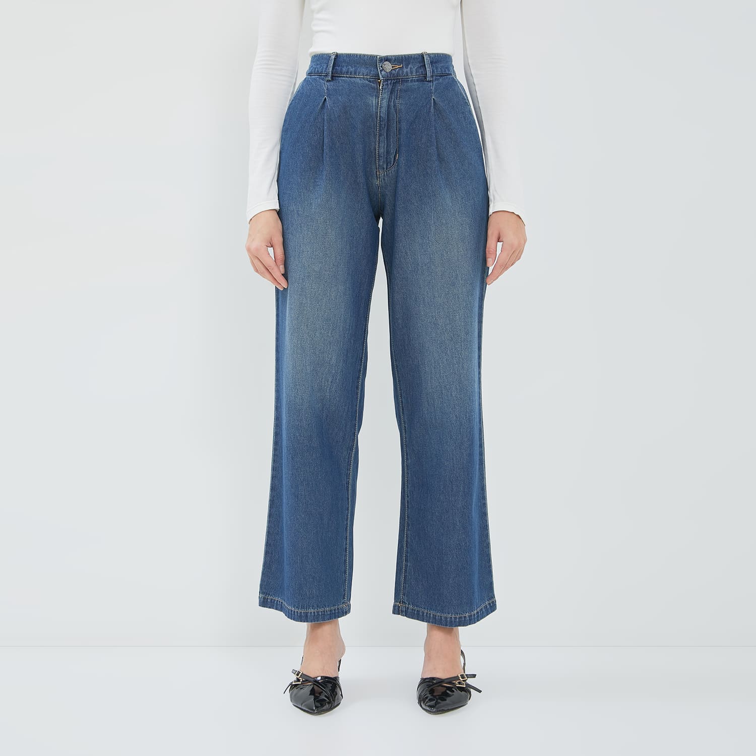 DUST Celana Drapey Denim Dalika Medium Light Blue (D.39187)