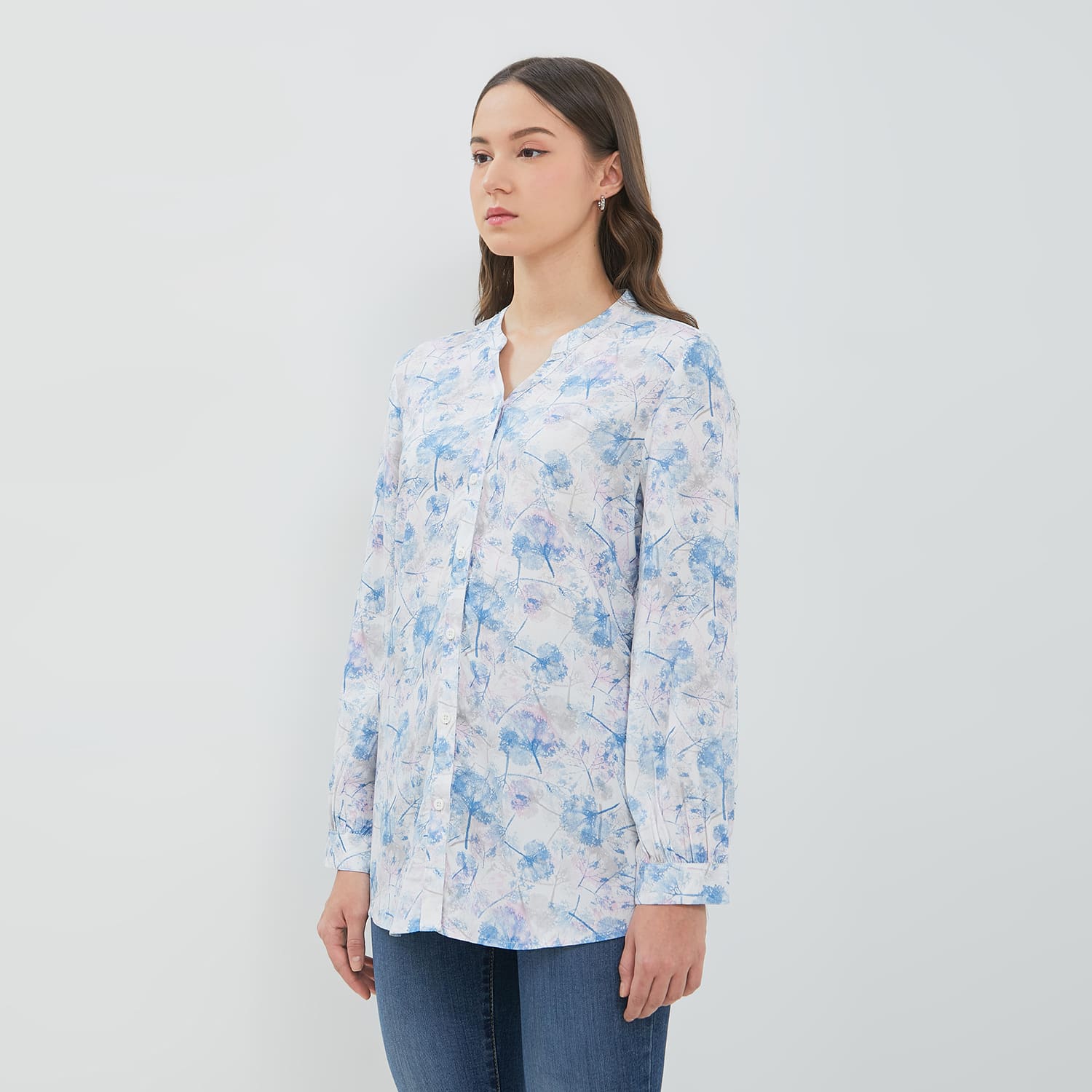 DUST Blouse Narva Abstrak Biru ECOVERO™ Comfease (D.116547)