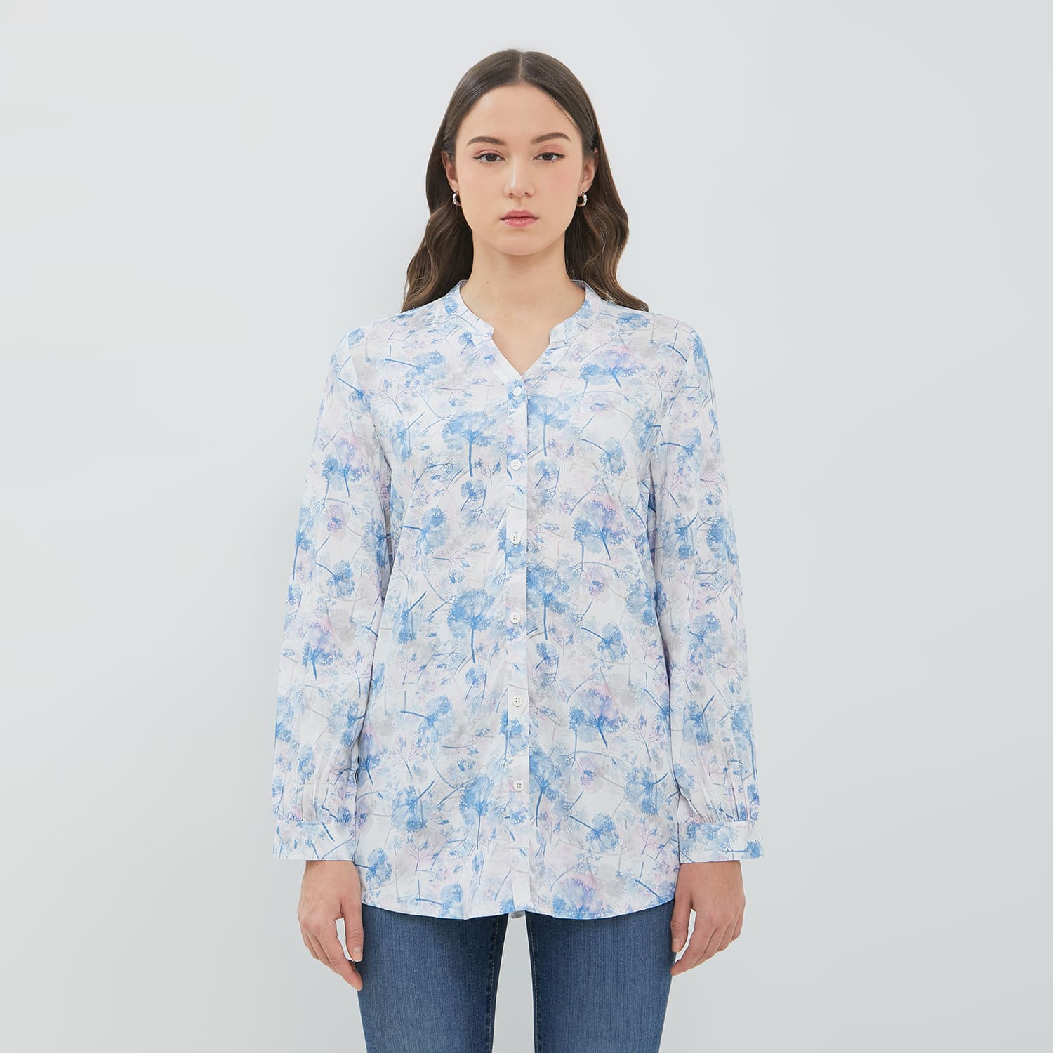 DUST Blouse Narva Abstrak Biru ECOVERO™ Comfease (D.116547)