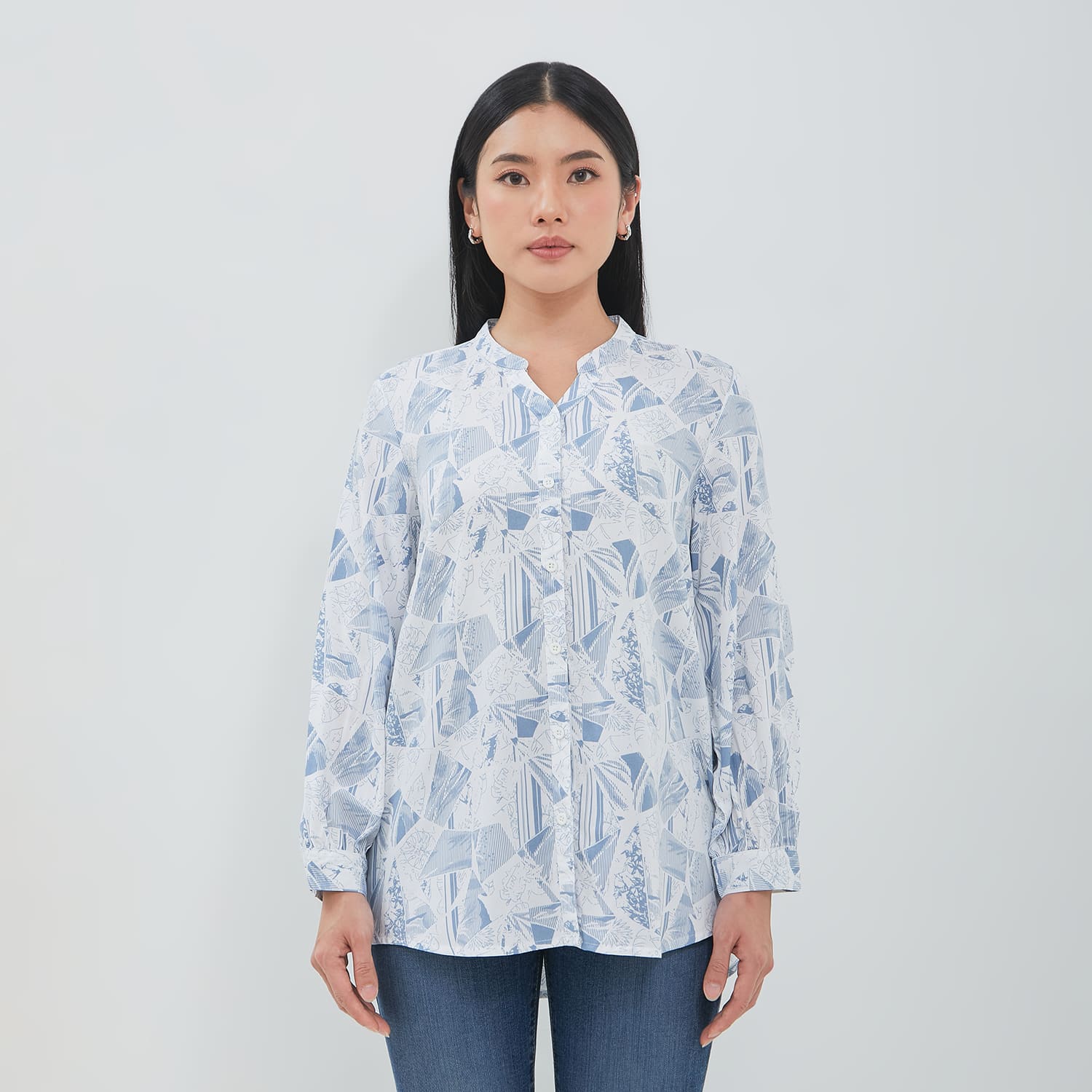 DUST Blouse Narva Abstrak Putih ECOVERO™ Comfease (D.116565)