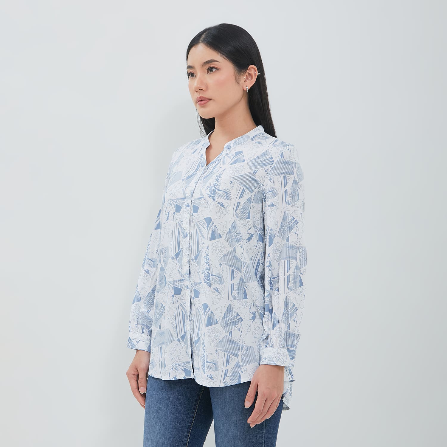 DUST Blouse Narva Abstrak Putih ECOVERO™ Comfease (D.116565)