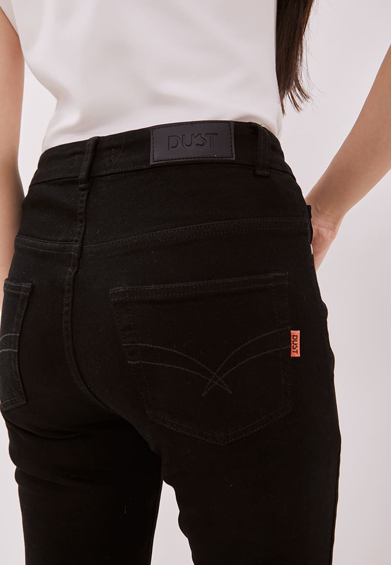 DUST Celana High Rise ⅞ Skinny Jeans Mentari All Black Comfease (D.3372-HR)
