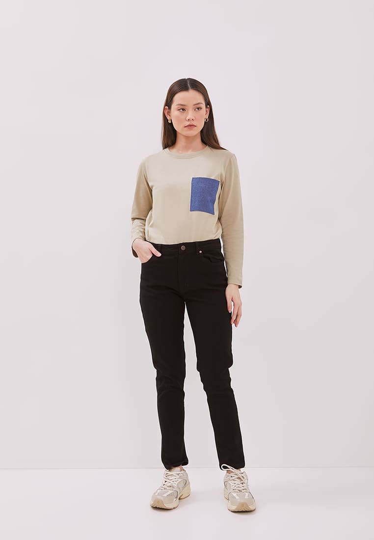 DUST Celana High Rise Skinny Jeans Sandita All Black Comfease (D. 3632-HR)