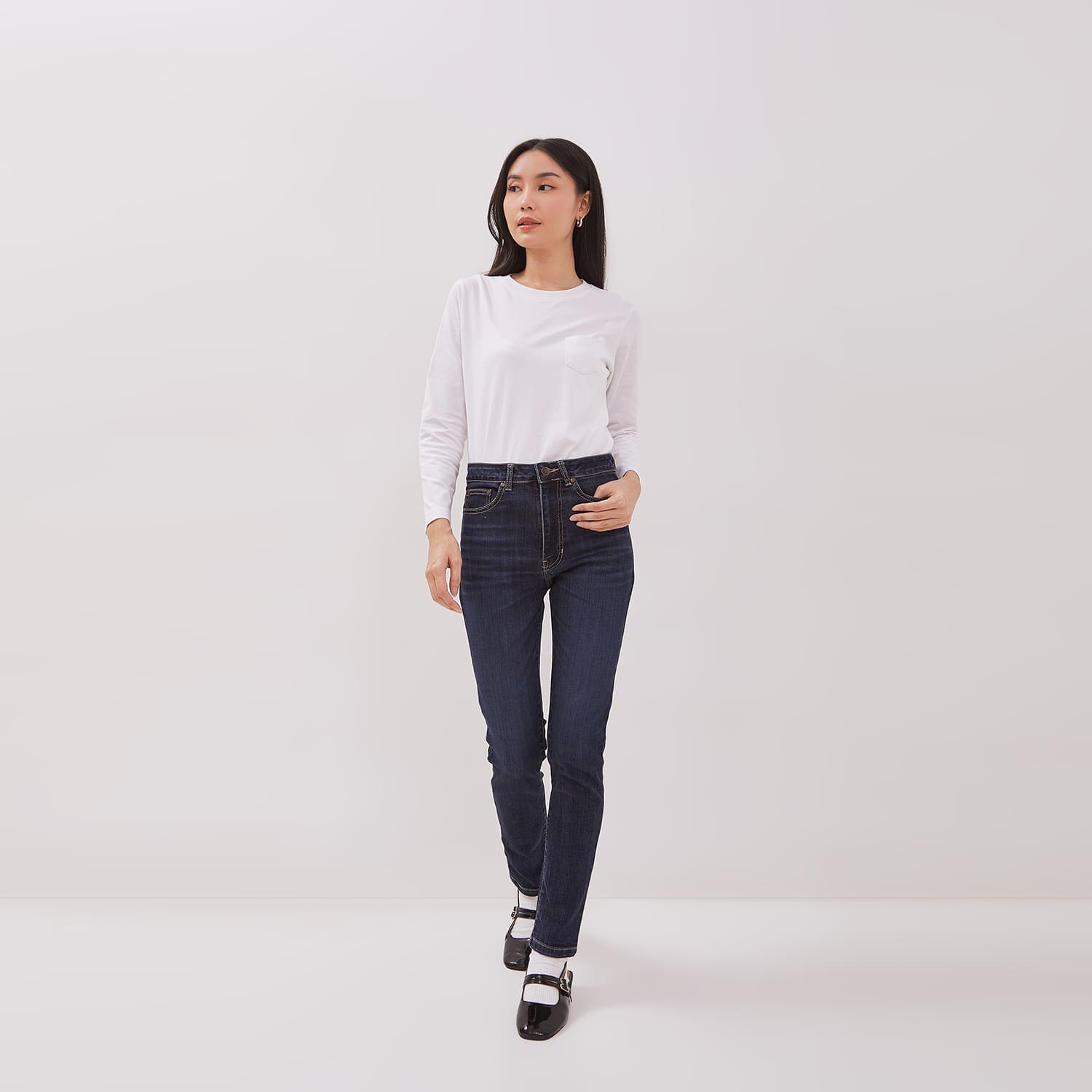DUST Celana High Rise  Skinny Jeans Sandita Dark Blue (D. 3634-HR)