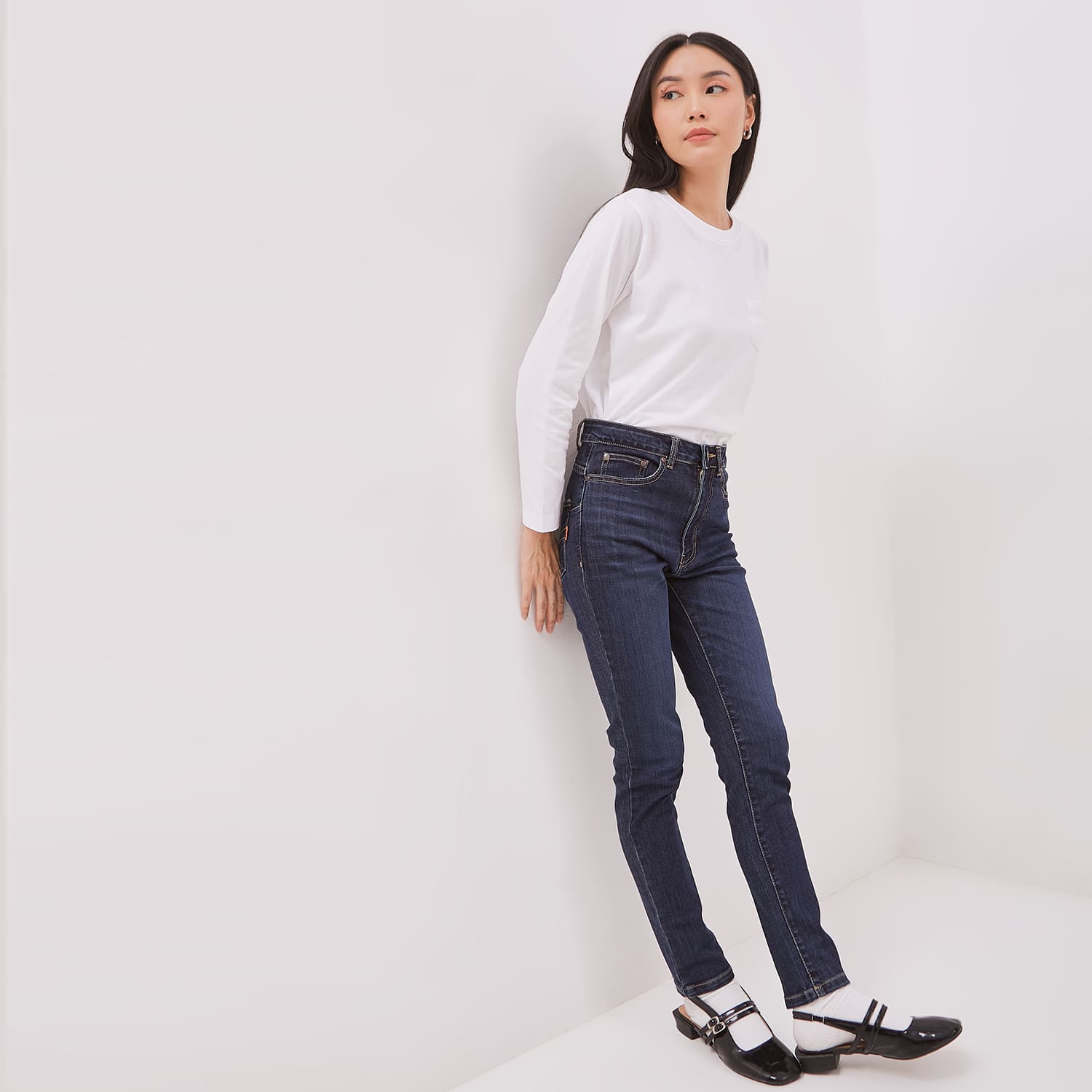 DUST Celana High Rise  Skinny Jeans Sandita Dark Blue (D. 3634-HR)