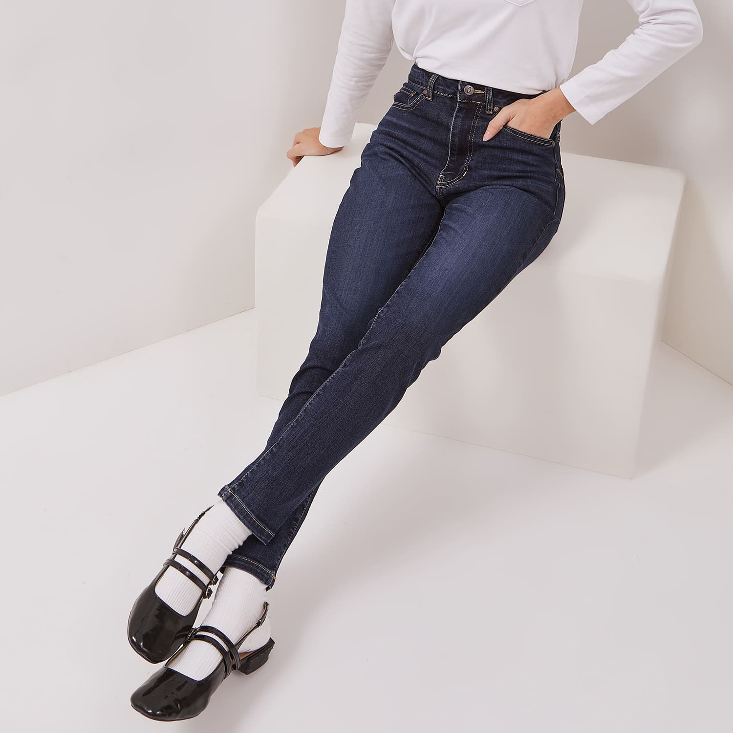 DUST Celana High Rise  Skinny Jeans Sandita Dark Blue (D. 3634-HR)