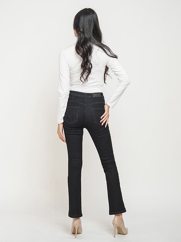 DUST Celana High Rise Bootcut Jeans Kalula Black Denim (D. 31301-BC)