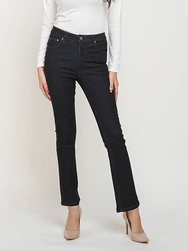 DUST Celana High Rise Bootcut Jeans Kalula Black Denim (D. 31301-BC)