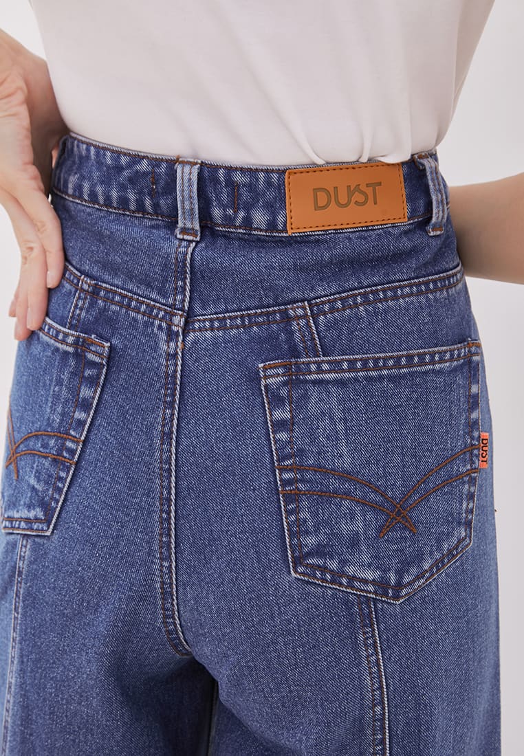 DUST Celana Panel Wide Leg Denim Belima Dark Blue Comfease (D. 39118)