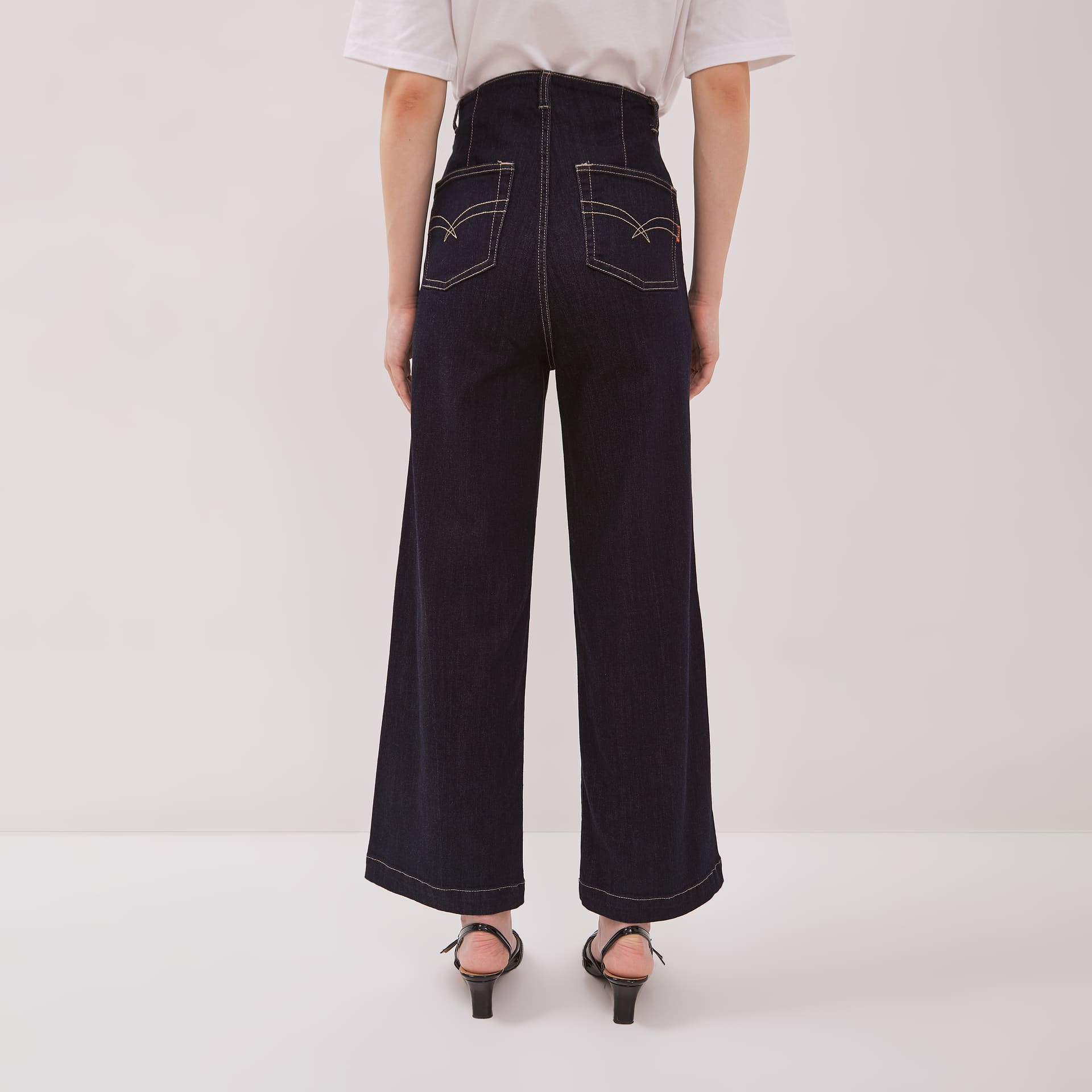 DUST Celana Waistless Baggy Wide Leg Jeans Namara Dark Blue (D.39137)