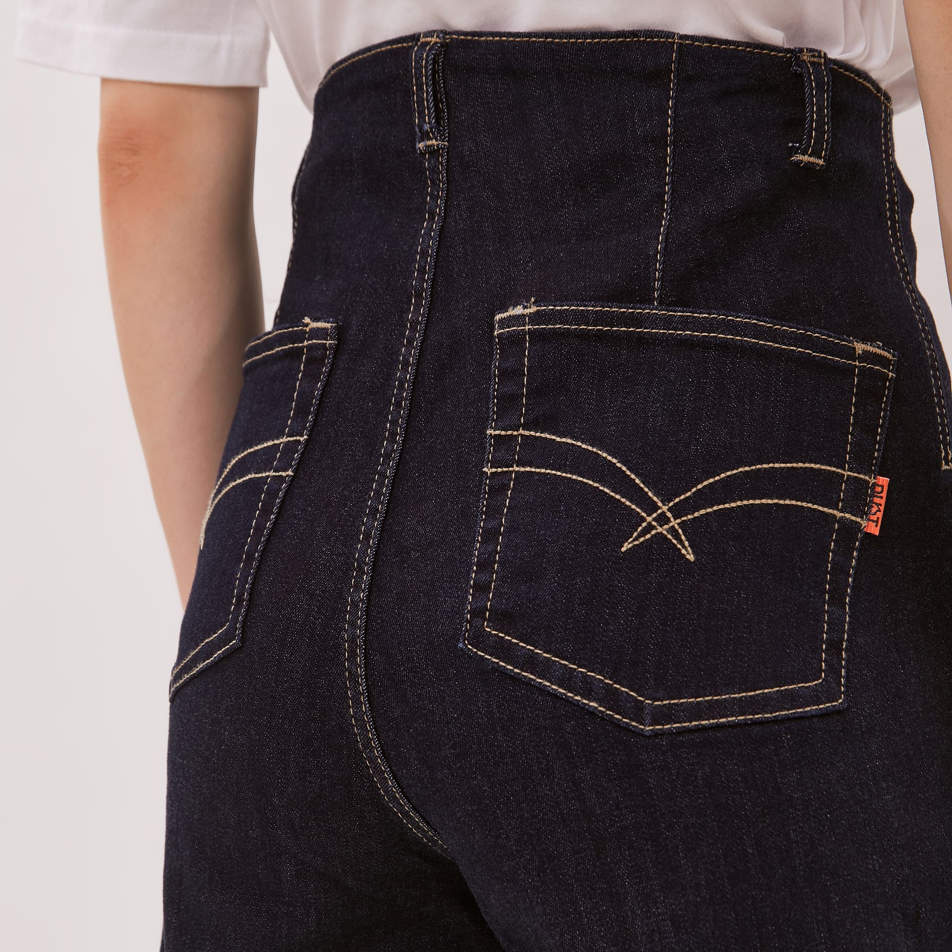DUST Celana Waistless Baggy Wide Leg Jeans Namara Dark Blue (D.39137)
