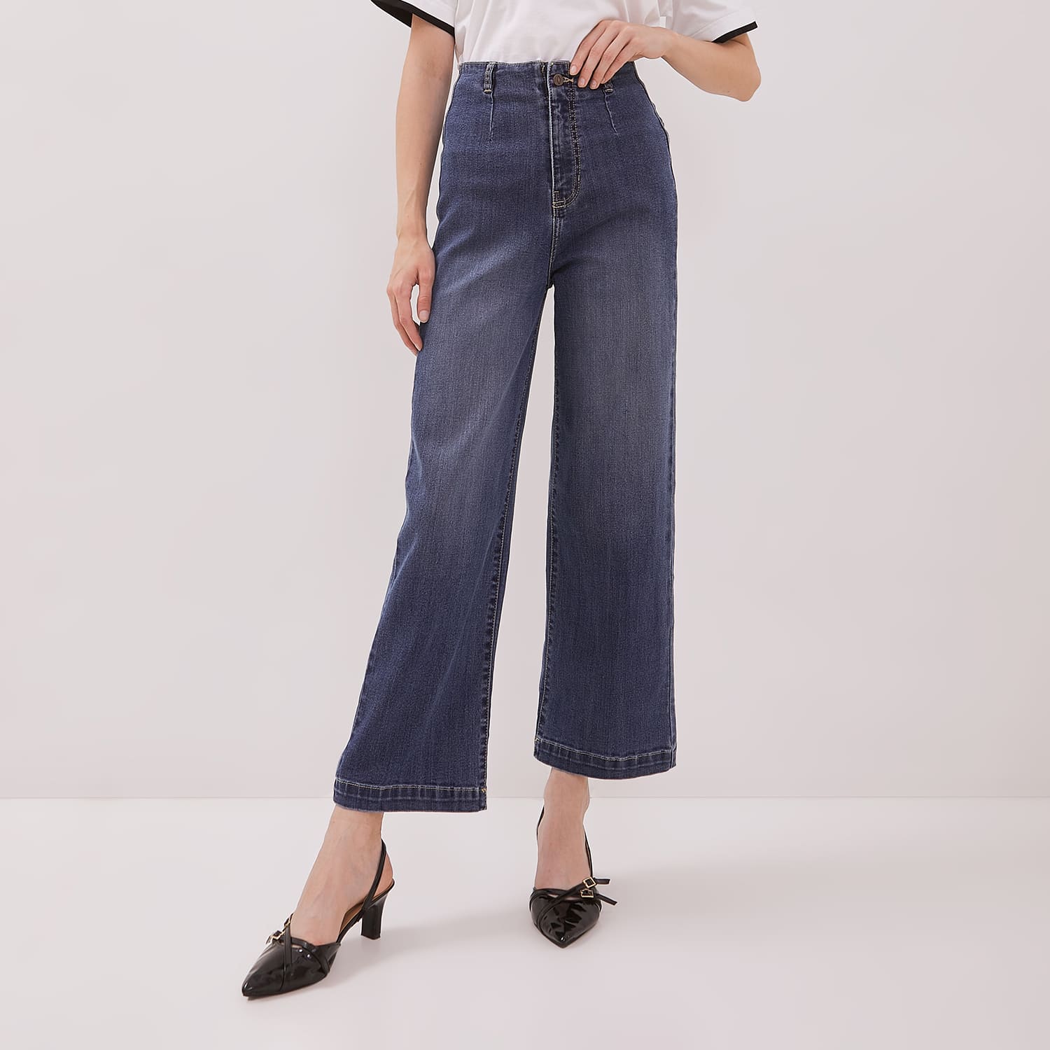 DUST Celana Waistless Baggy Wide Leg Jeans Namara Blue (D.39132)