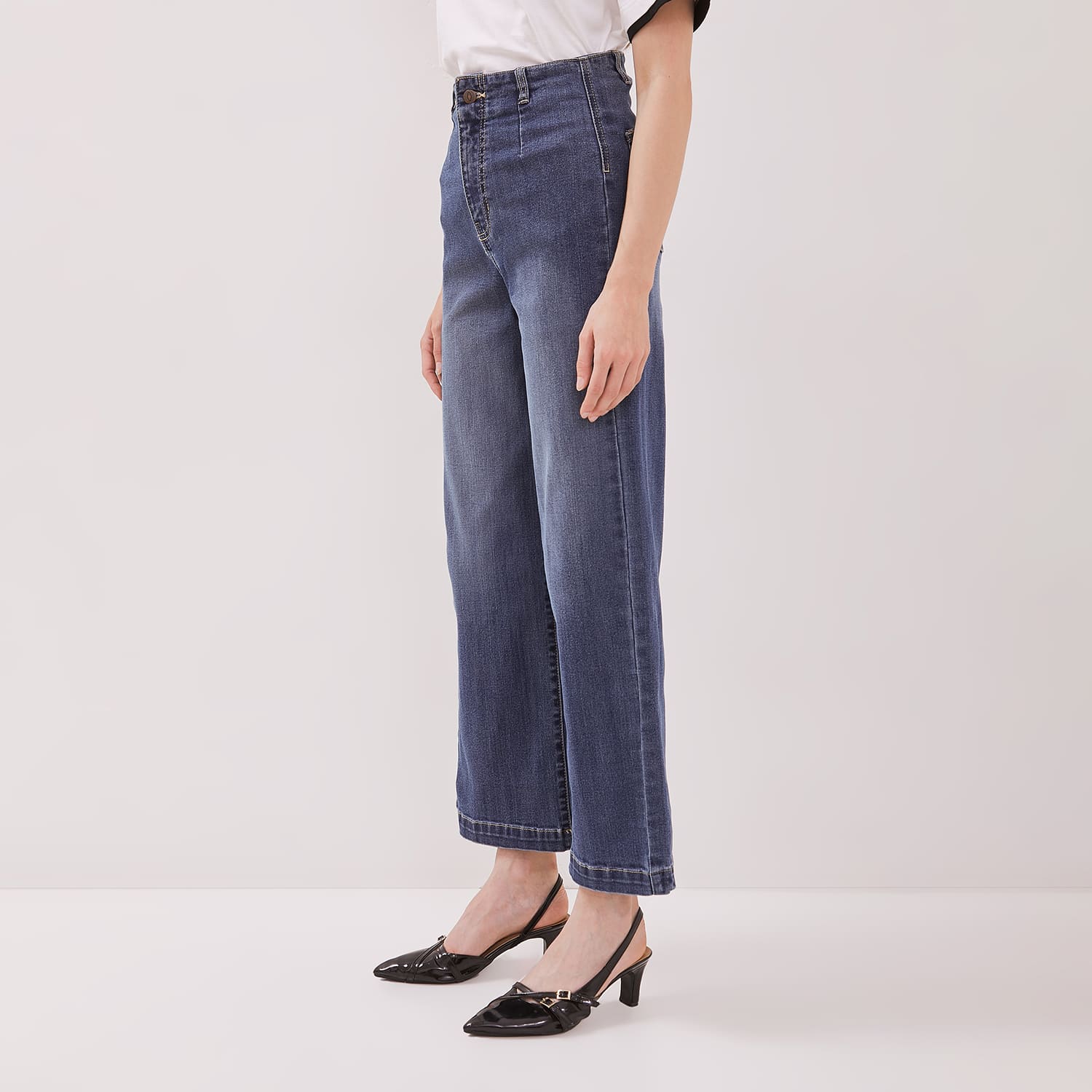 DUST Celana Waistless Baggy Wide Leg Jeans Namara Blue (D.39132)