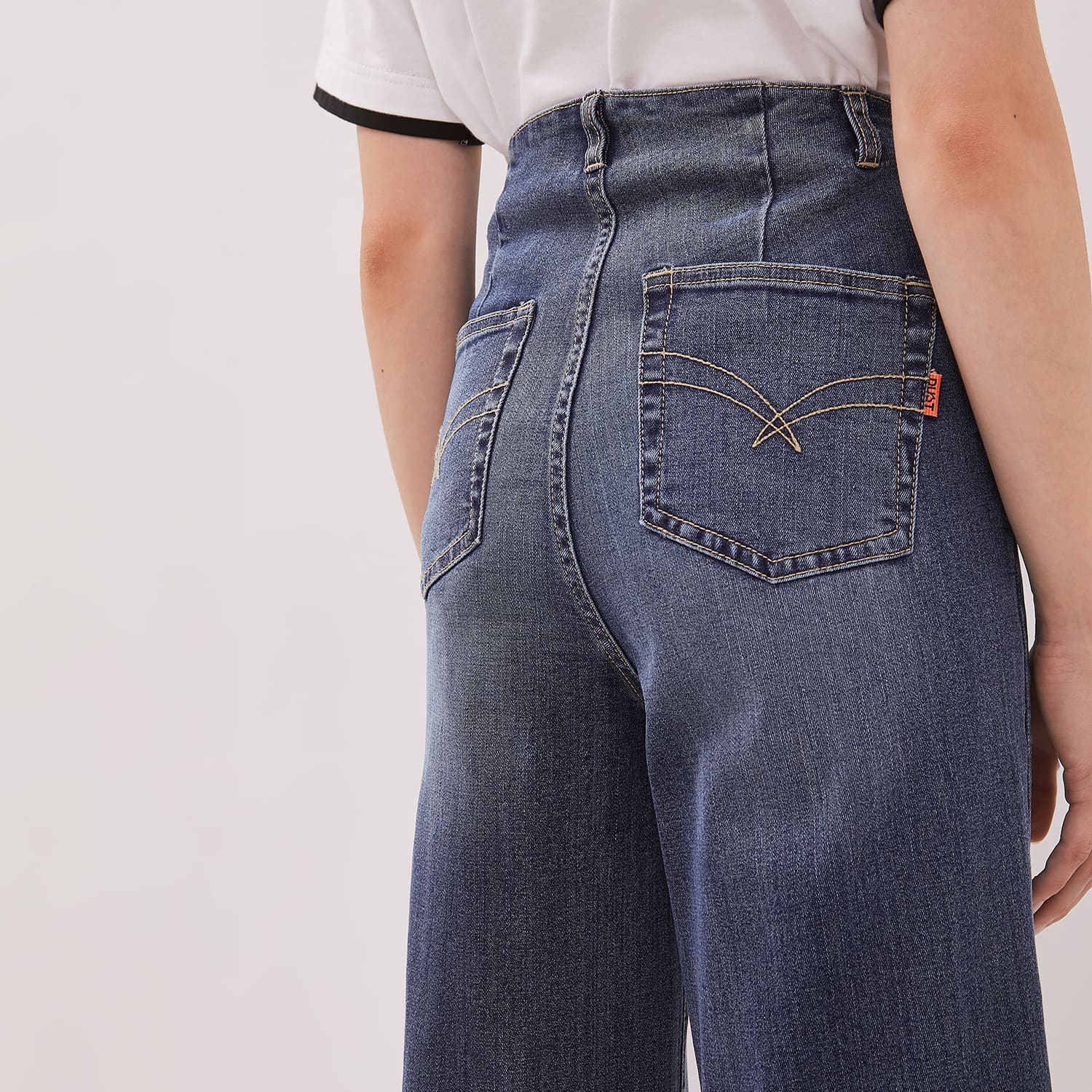 DUST Celana Waistless Baggy Wide Leg Jeans Namara Blue (D.39132)