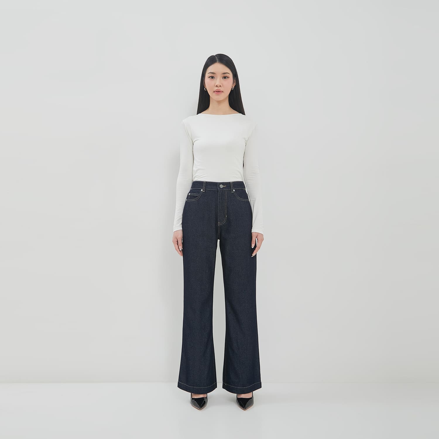DUST Celana Flare Jeans Kewari Dark Blue (D.39197)