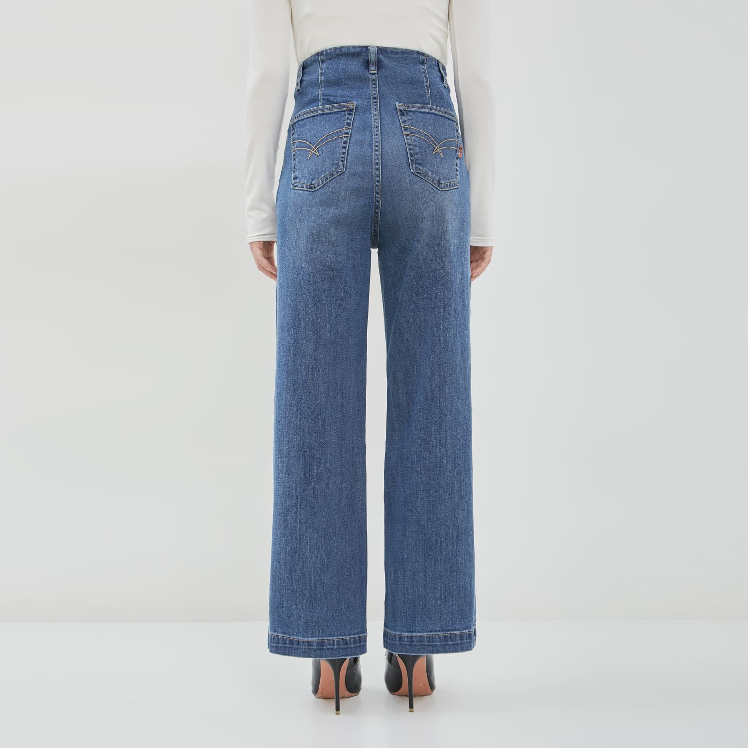 DUST Celana Waistless Wide Leg Jeans Narbita Medium Light Blue (D.39193)