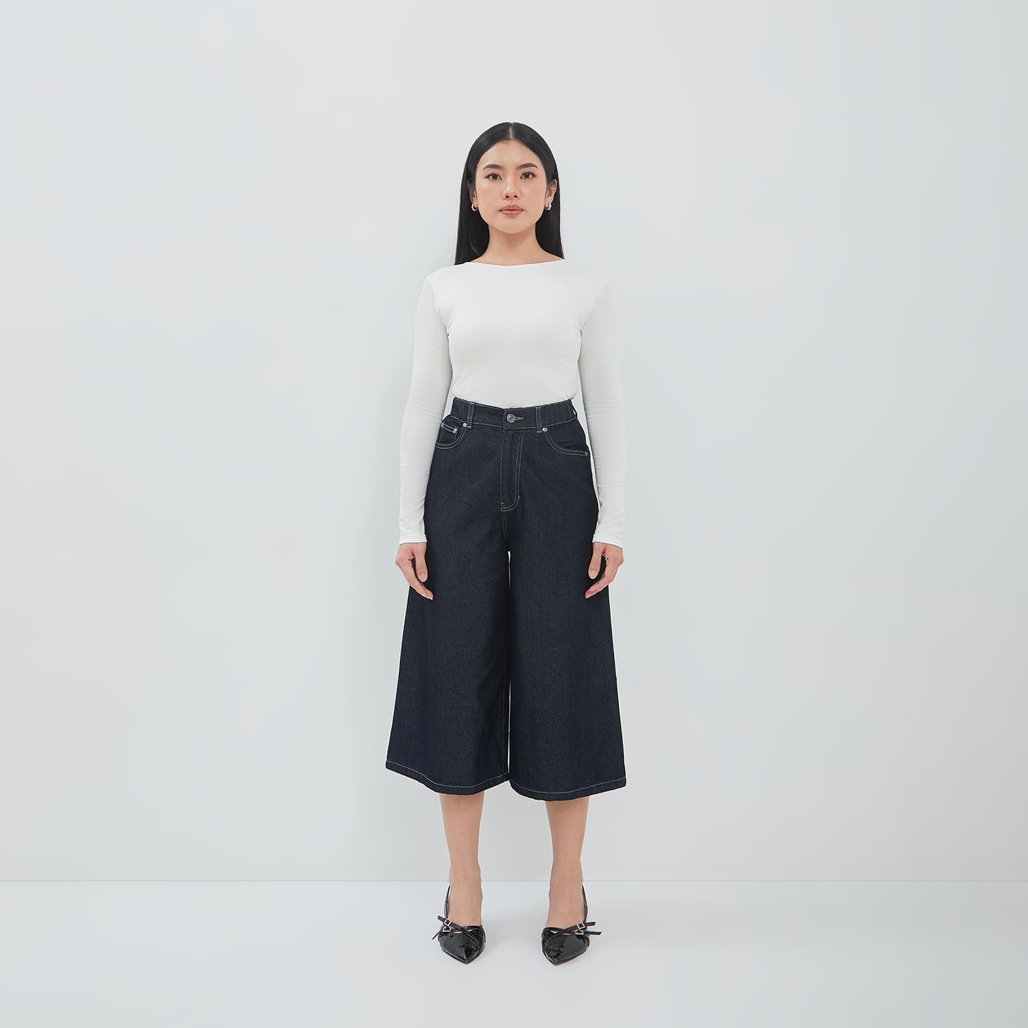 DUST Celana Baggy Jorts Denim Narumi Dark Blue (D.3228)