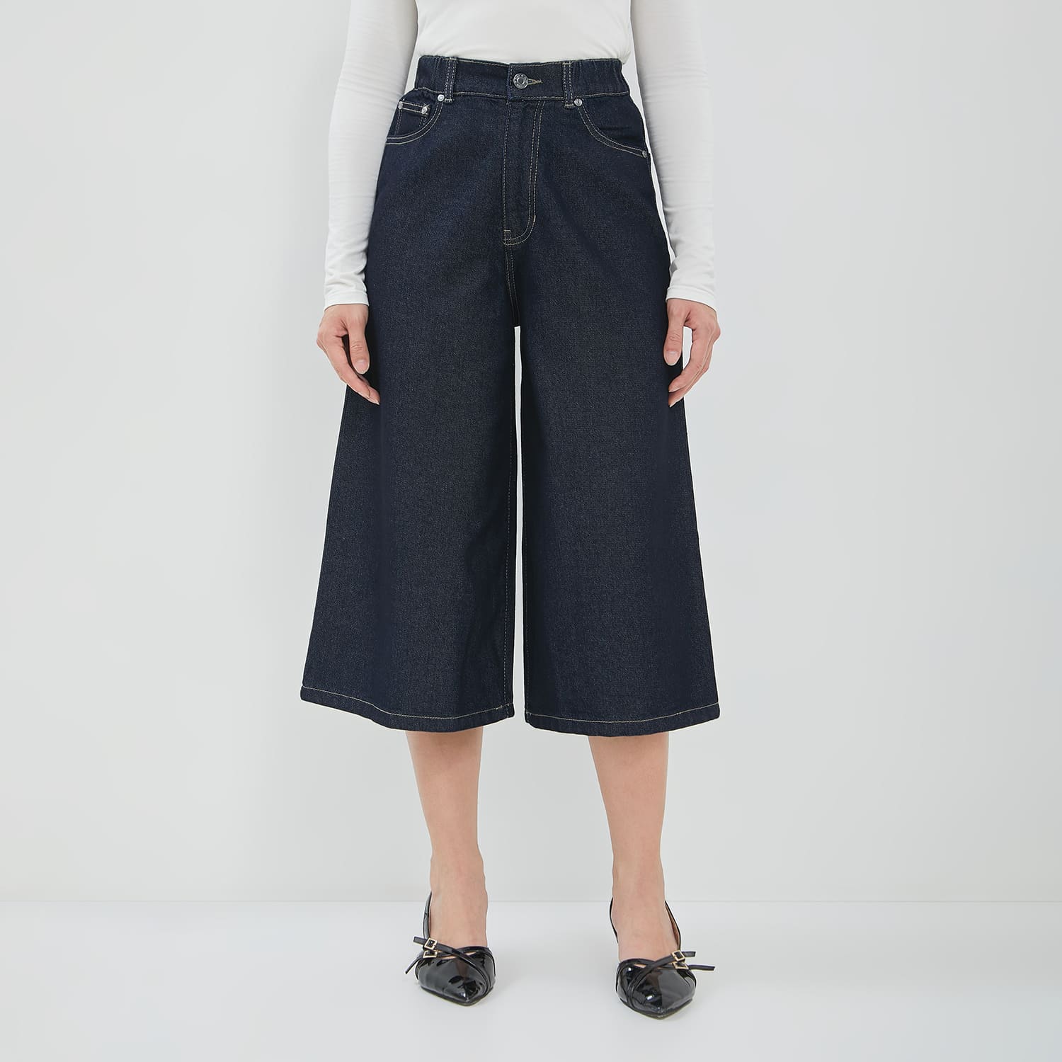 DUST Celana Baggy Jorts Denim Narumi Dark Blue (D.3228)