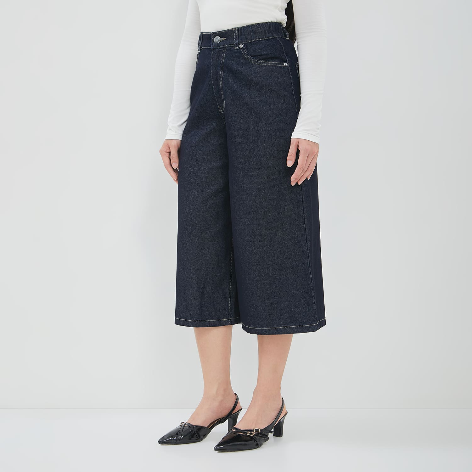 DUST Celana Baggy Jorts Denim Narumi Dark Blue (D.3228)