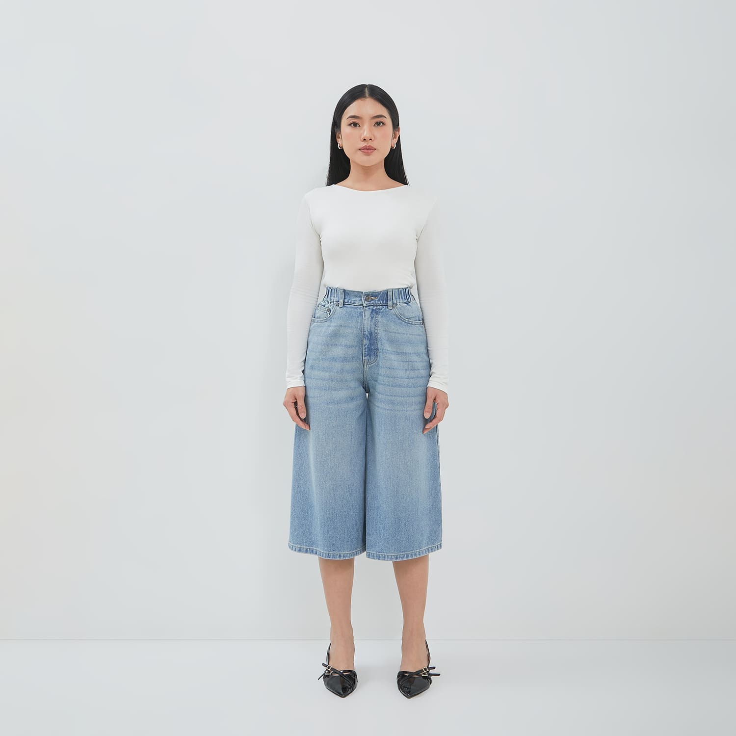 DUST Celana Baggy Jorts Denim Narumi Light Blue (D.3229)