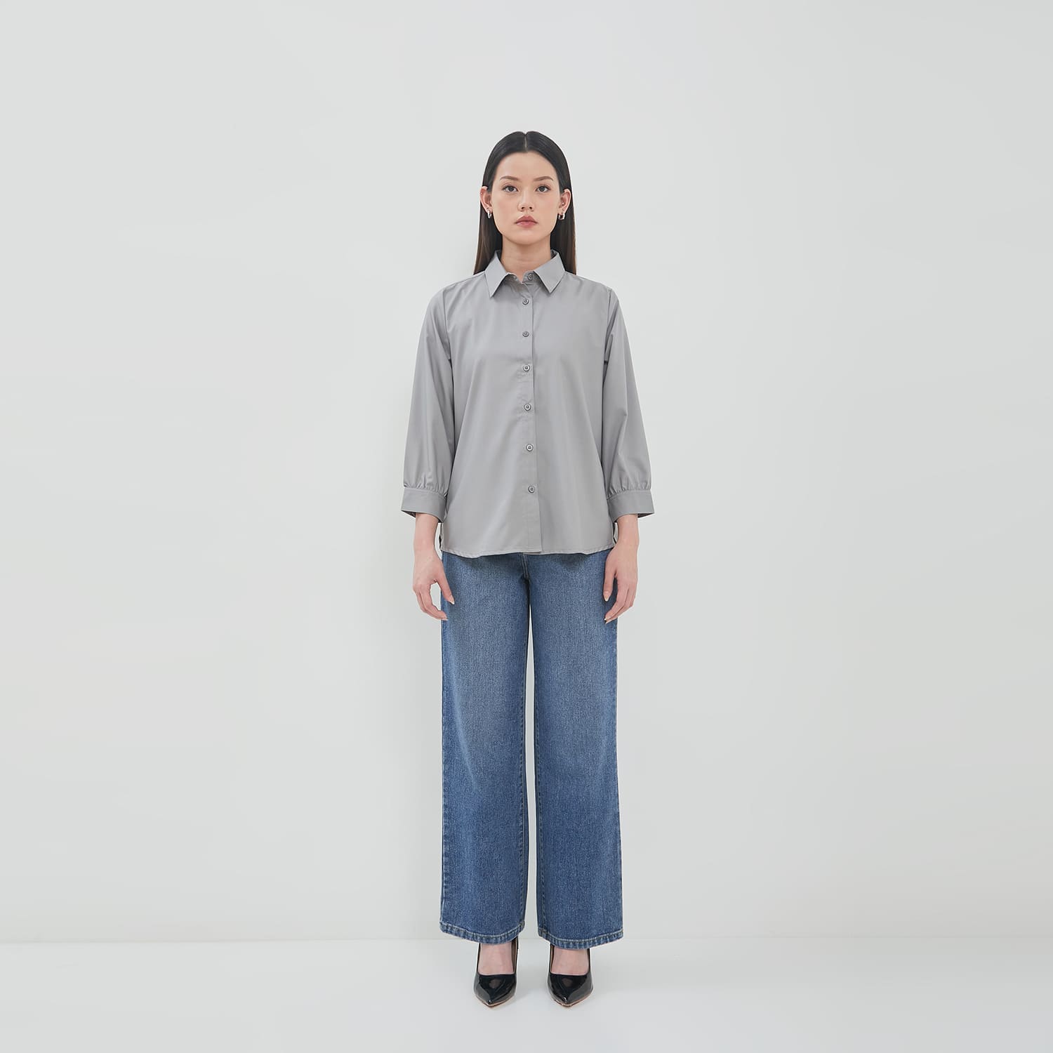 DUST Kemeja 7/8 Avira Light Grey (D.13219)