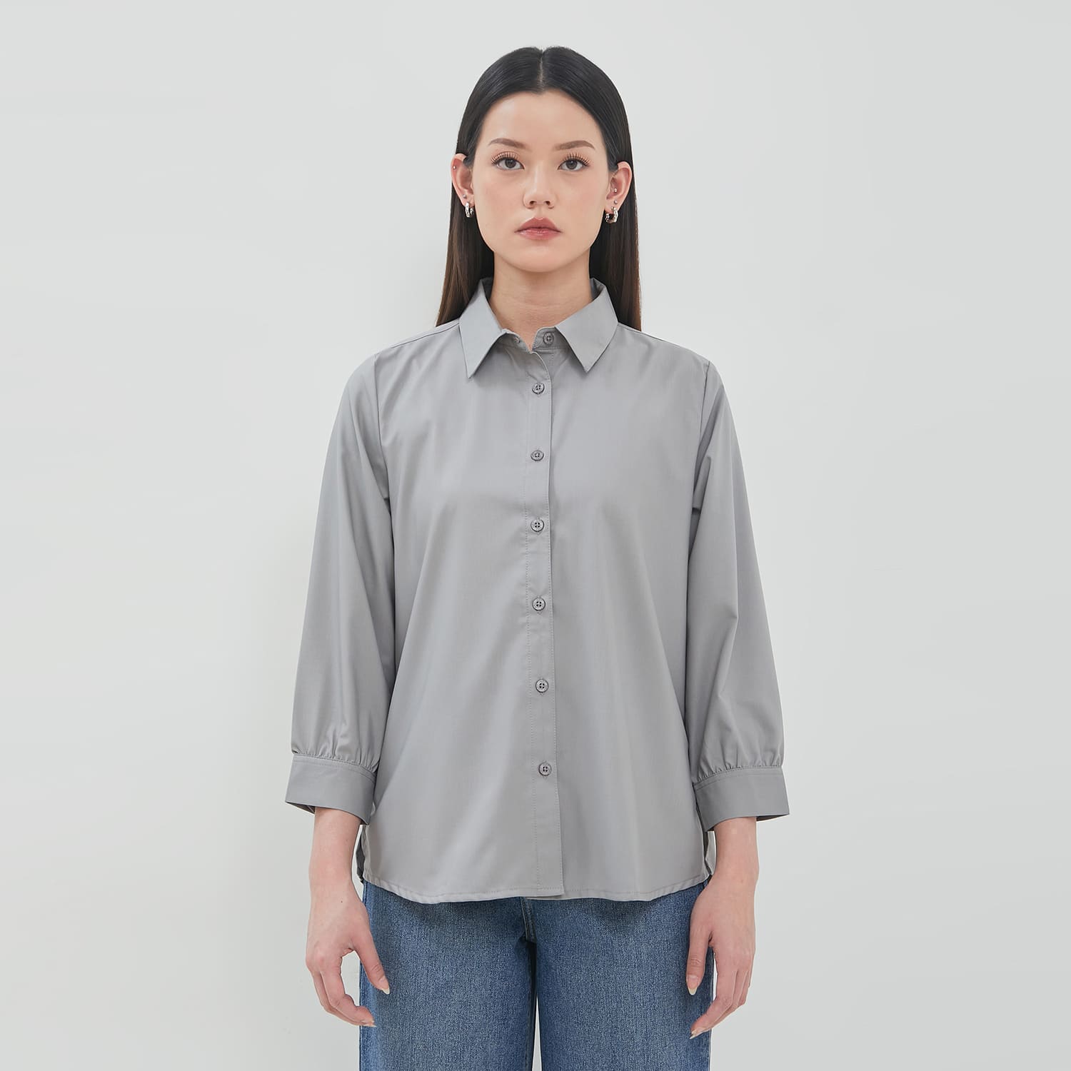DUST Kemeja 7/8 Avira Light Grey (D.13219)