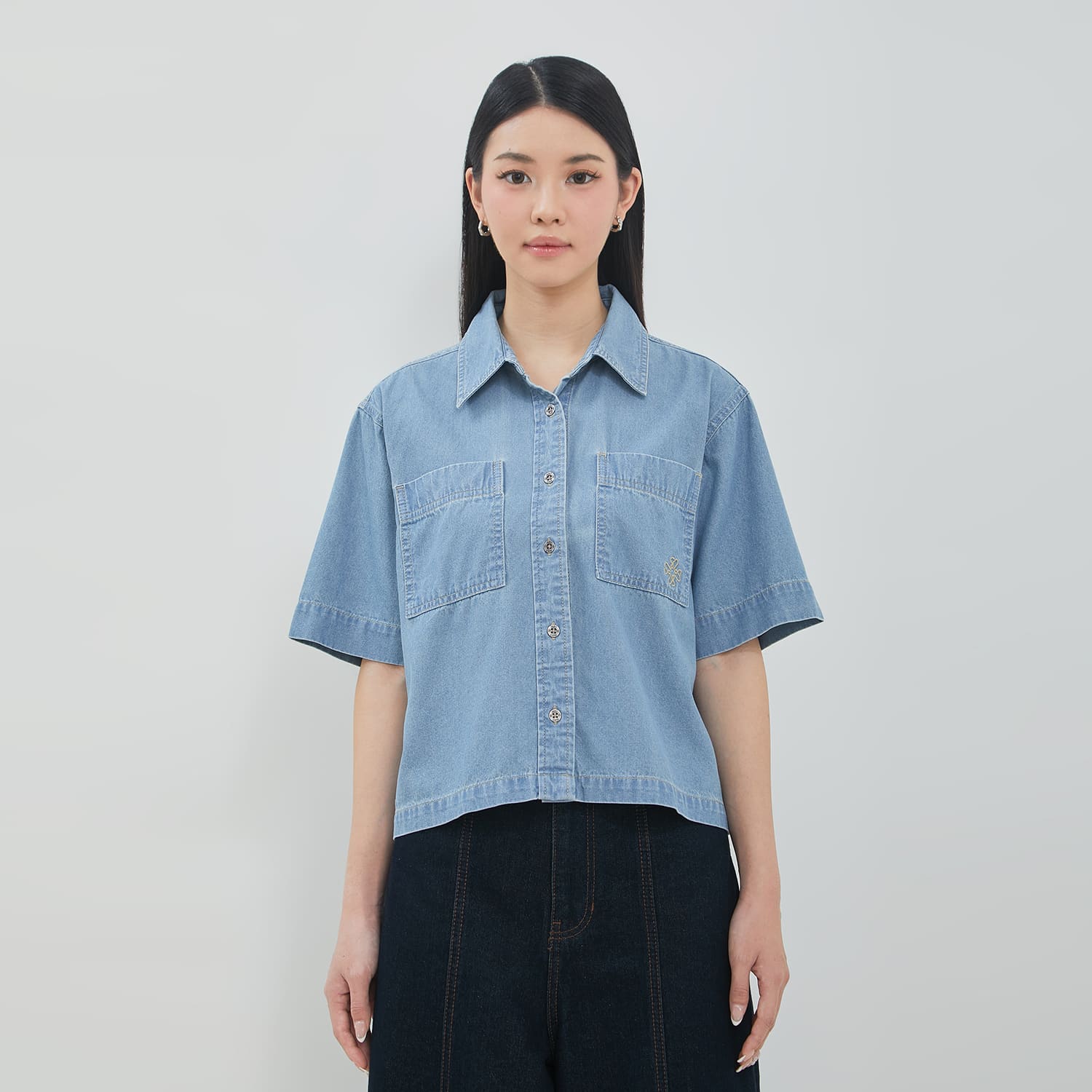 DUST Kemeja Denim Boxy Sinai Light Blue (D.14316)