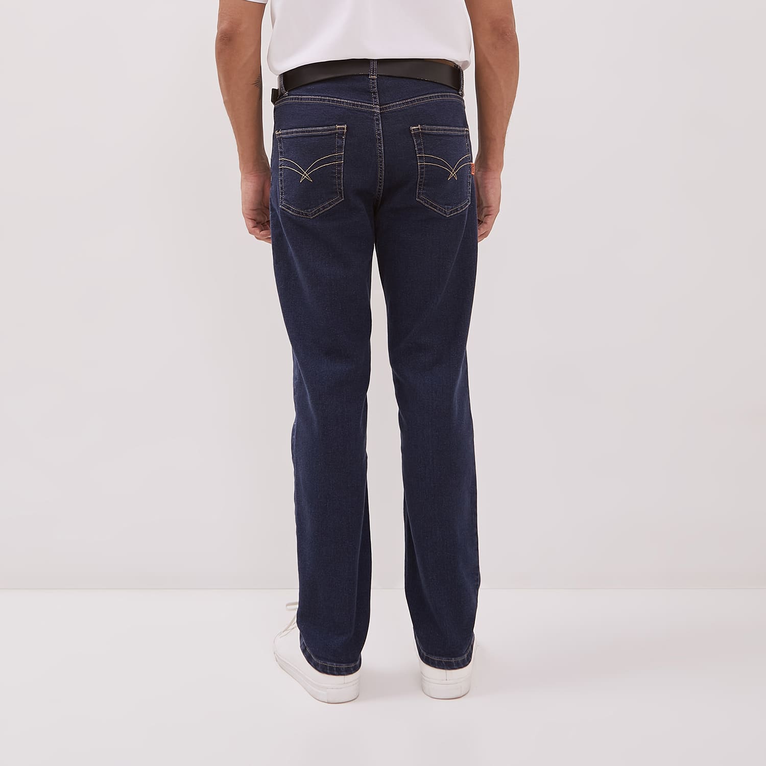 DUST Celana Straight Jeans Baril Medium Dark Blue (DM.3104)