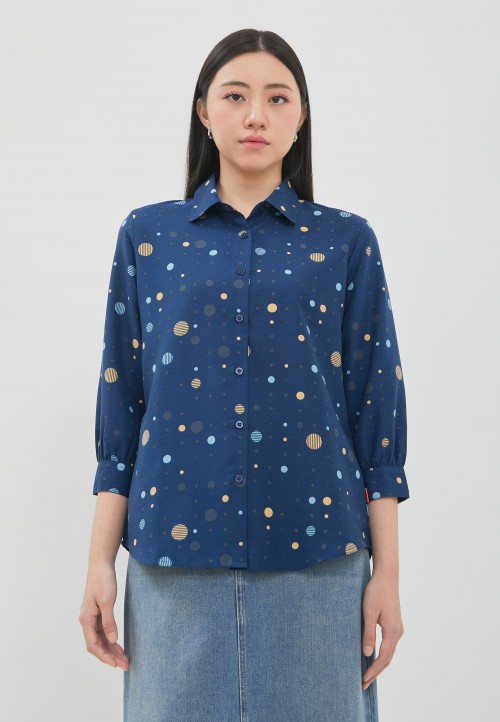 Image DUST Kemeja Akari Abstrak Biru Tua (D.116526)
