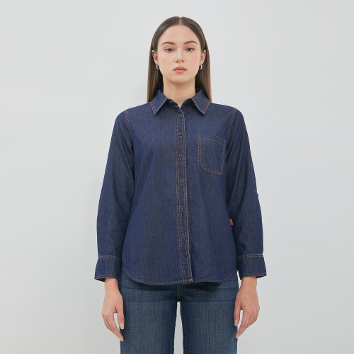Image DUST Kemeja Denim Wening Medium Blue (D.116541)