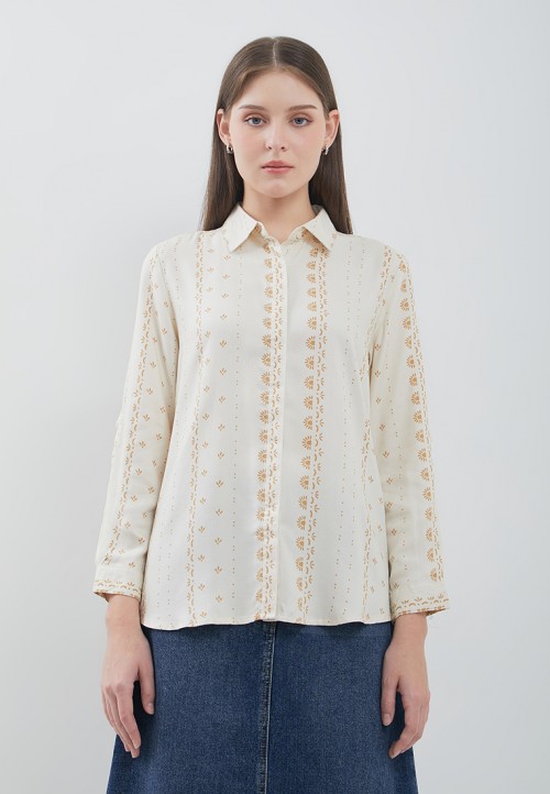 Image DUST Kemeja Nomi Ethnic Cream (D.116546)