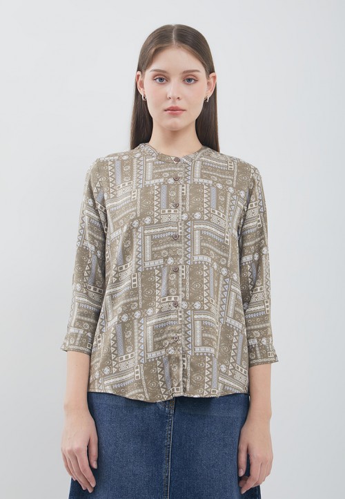 Image DUST Blouse ⅞ Denia Ethnic Coklat (D.13205)