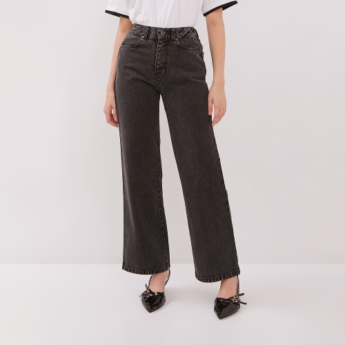 Image DUST Celana High Loose Jeans Gamila Hitam (D.39129)