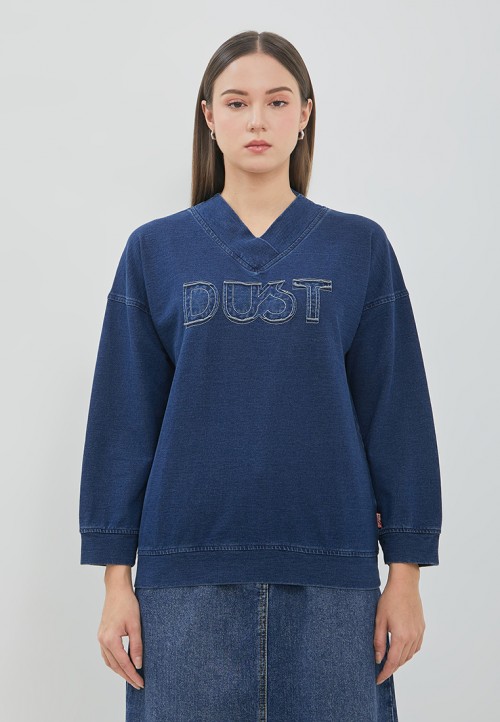 Image DUST Sweatshirt Denim Kayi Biru Tua (D.71739)