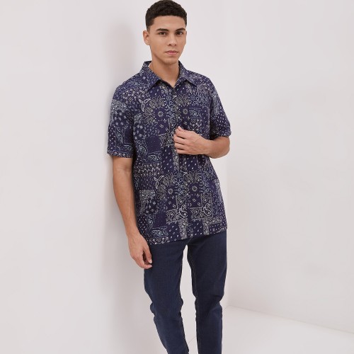 Image DUST Kemeja Ethnic Rio Navy (DM. 1439)